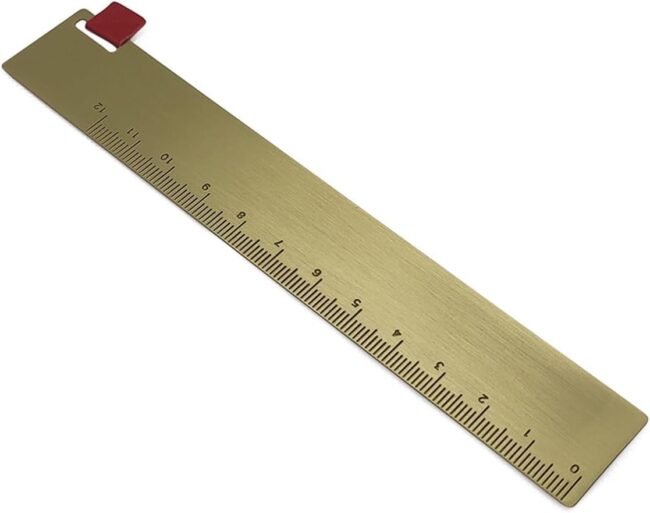 2Pcs Brass Ruler Bookmark Gold Metal Copper Bookmarks for Book Lovers Journal Men Women Present(5.9 Inch) - Image 2
