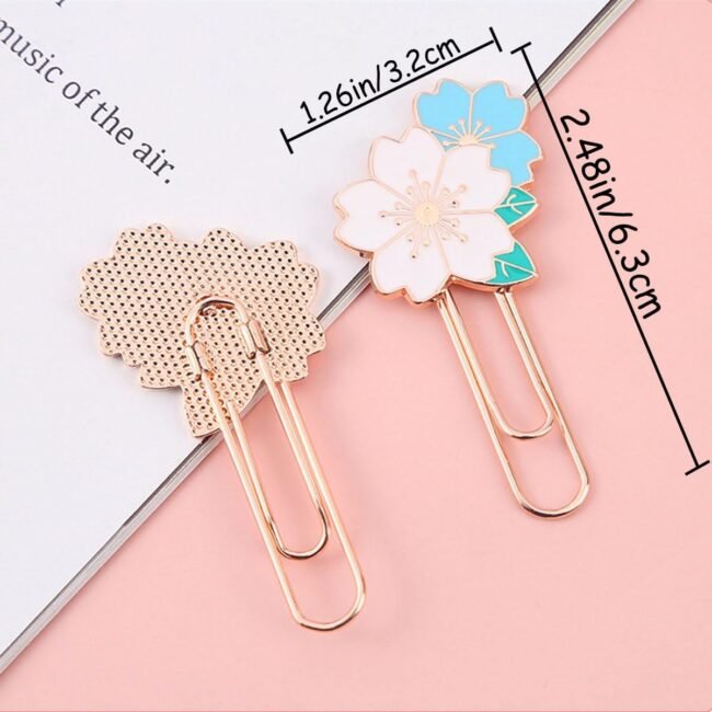 7 PCS Cherry Paper Clips Metal Paperclip Large Size Paper Clip Cute Bookmark Colorful Office Supplies Present for Teacher & Students, Bookmark Clamp Desk Accessories Stationery for School - Image 2