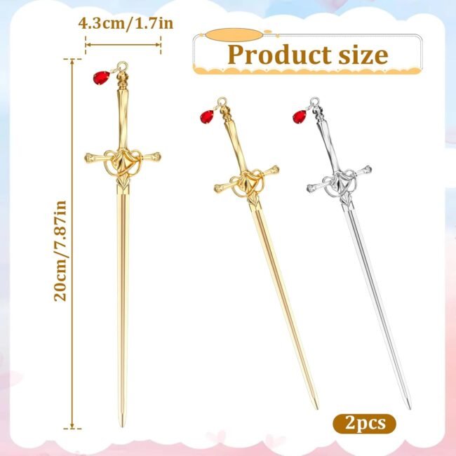 2Pcs Sword Katana Bookmarks Metal Bookmark Vintage Silver Metal Pendant Bookmarks Unique Book Lovers Presents for Birthday Presents Teacher Gifts Thanks Gift - Image 2