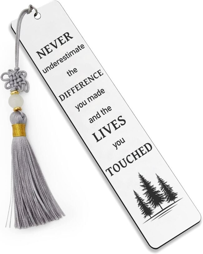 Inspirational Metal Engraved Bookmark with Tassel, Thank You Bookmark Clip for Women Men Friends Teachers Coworker Boss Book Lovers Retirement Graduation Christmas Birthday Gifts