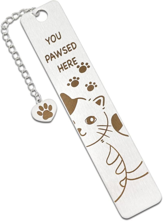 Cat Bookmarks, Elegant Engraved Stainless Steel Metal Bookmarks for Women, Book Lovers, Men Kids