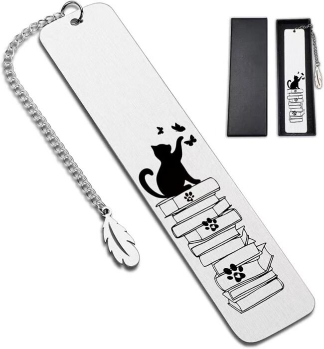 Cat Metal Bookmark, Cute Book Marks for Reading Women, Kids, Men, Book Lovers, Friends - Durable & Rustproof Book Accessories, Cat Lovers Gift (Birthday, Christmas, Graduation Gifts)