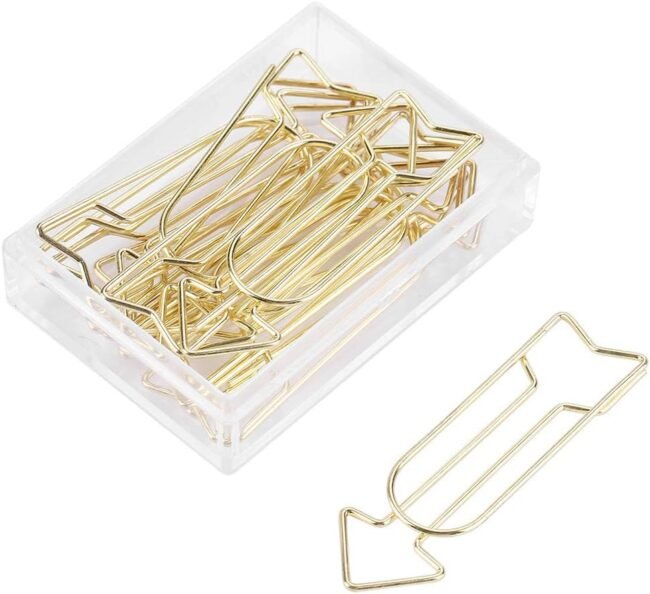 12Pcs Metal Bookmark Clip Gold Paper Clip Office Arrow Page Marker School Students Bookmark Marking Clip 2x0.6inch