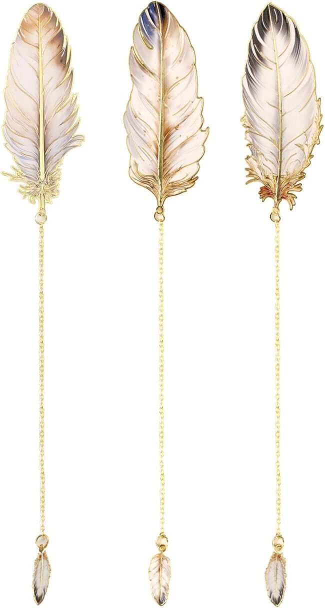 3Pcs ‌Exquisite Metal Feather Bookmarks, Beautiful Bookmarks for Women, Page Trackers for Writers, Book Lovers, Birthday Gift Accompanying Gifts for Family, Friends, Valentine's Day