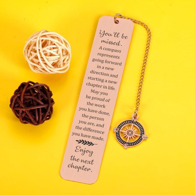 Metal Bookmark - Farewell Going Away Goodbye Gifts for Coworker Leaving Gifts for Women, Friends Her Nurse Boss Teacher Employee Compass Bookmark You Will Be Missed Retirement Gifts for Woman - Image 2