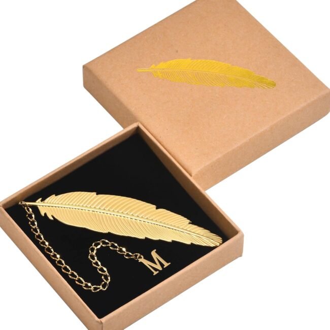 Metal Feather Bookmark with Initial - Cute 26 Letters Custom Initial Book Marks for Reading Women Book Lovers Gifts Teacher Appreciation Gifts Personalized for Readers Mom Student Friend