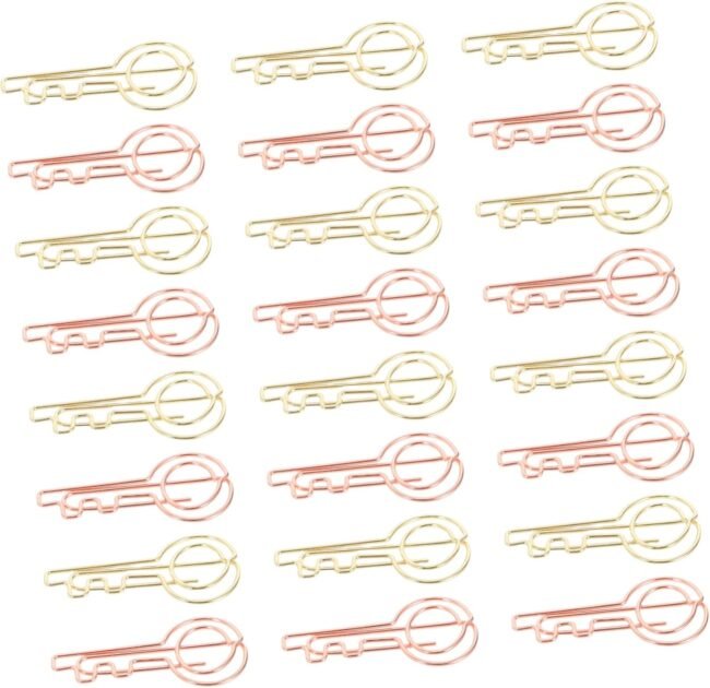 Metal Key Paper Clips 30pcs Versatile Small Paper Clips for Office School Bookmarks Calendar Markers