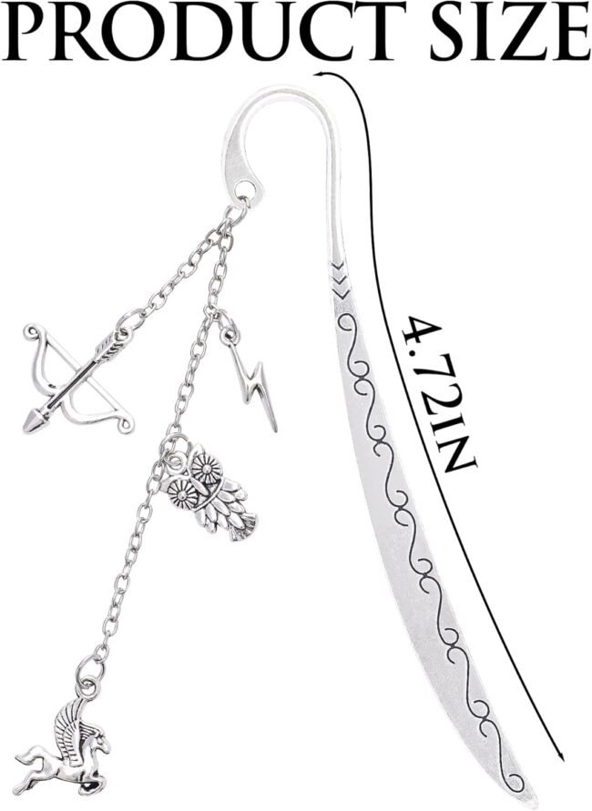 Fantasy Metal Bookmark Gifts - Charm Horse Bow and Arrow Owl Lightning Book Mark Reading Men Book Lovers Pegasus Unique Merch Page Marker Boy Kids Bookish Students Teachers Birthday School - Image 2