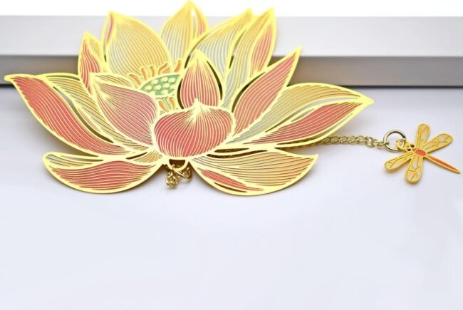 Metal Lotus Bookmark Wedding Anniversary Birthday Gifts Teacher Christmas Gifts for Women Readers Book Lovers,Thank You Teacher Appreciation Gifts Valentines Day Gifts - Image 2