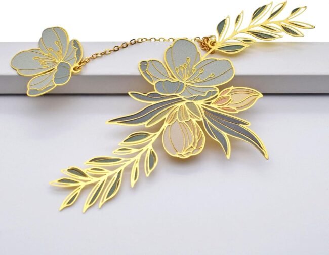 Flowers Bookmark for Women Mother's Day Gifts Teacher Appreciation Gifts Birthday Christmas Unique Gifts Cute Funny Metal Book Marks for Grils Mom Readers Book Lovers -F1 Green - Image 2