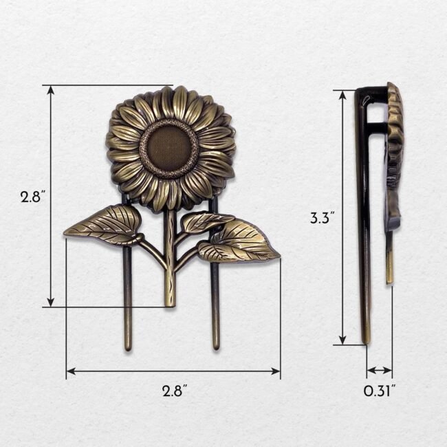 Vintage Page Holder Journal Clips, Sunflower Design, Antique Brass Finish, Gift for Writers - Image 2