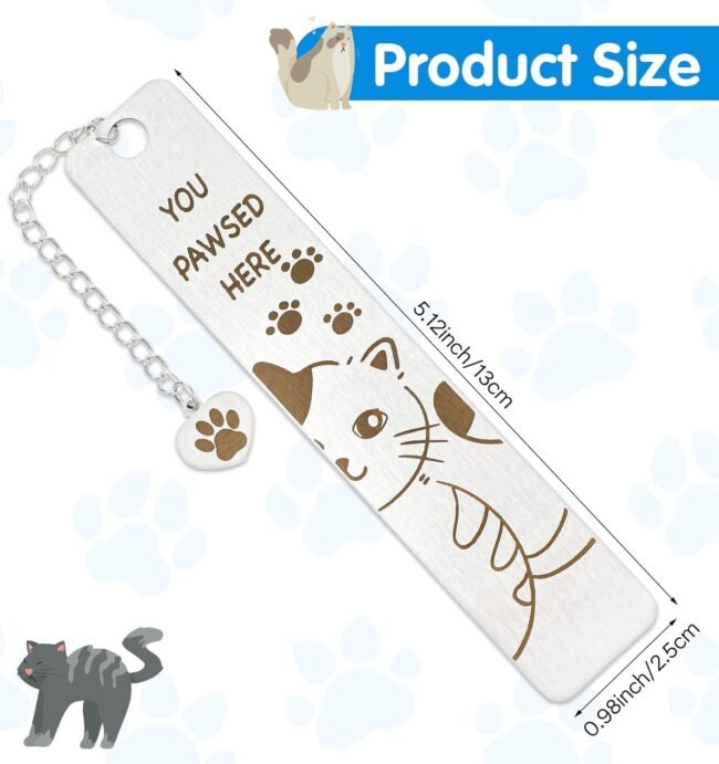 Cat Bookmarks, Elegant Engraved Stainless Steel Metal Bookmarks for Women, Book Lovers, Men Kids - Image 2