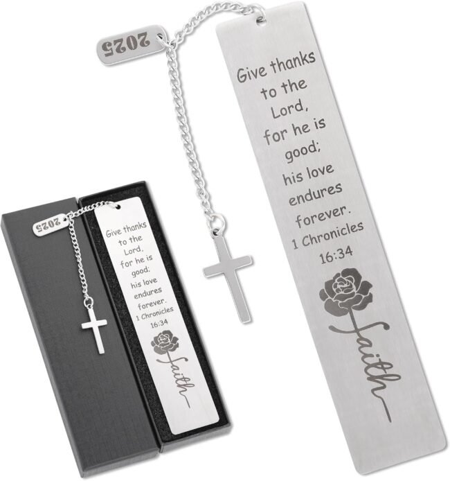 Metal Bible Bookmark Gifts - Christian Bookmarks for Women Bible Study Supplies First Communion Gifts Inspirational Religious Gifts for Book Lovers Bookworm Christmas Graduation Gift