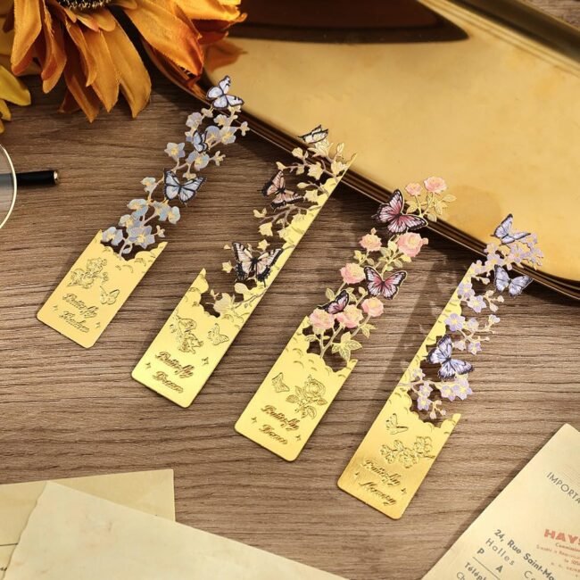 4pcs Butterfly Flower Theme Pretty Book Marks for Reading Women, Cute Book Markers for Writers, Kids, Teens, Men Readers, Reading Accessories Gifts for Book Lovers