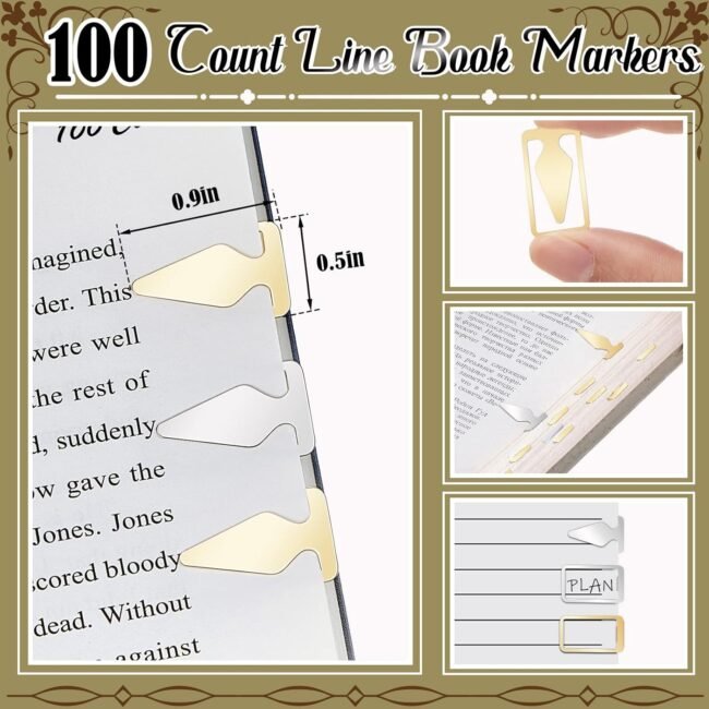 100 Count Tin Mixed Metals Book Line Markers Arrow Bookmarks and Page Markers in Gold and Silver for Reading Teachers Students Book Lovers School and Work - Image 2