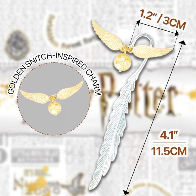 Vintage Metal Feather Bookmark with Golden Winged Charm – Thin Unique Metal Bookmark for Book Lovers – Reading Gifts Book Lovers, Women, Men, Teens on Christmas, Birthday, Valentine’s - Image 2