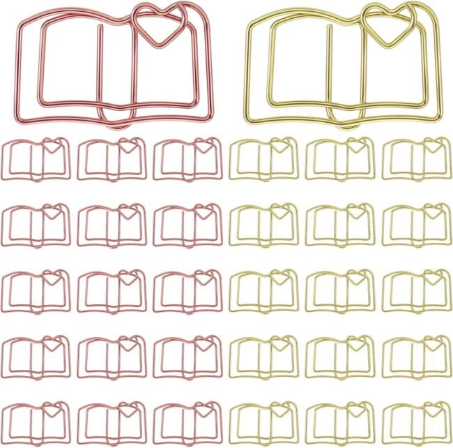 Bookmark Paper Clips, 30PCS Rose Gold & Gold, Stainless Steel, 1.2 Inches, Novelty