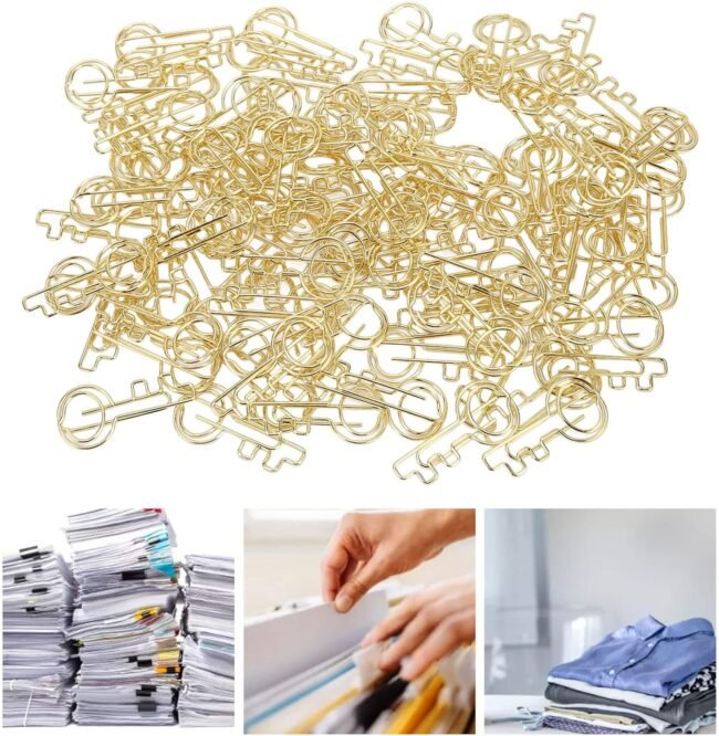 100Pcs Key Shaped Paper Clip, Lovely Small Portable Bookmark Clip, Nonskid Paper Clips for Home School Office Document Classification Daily DIY - Image 2