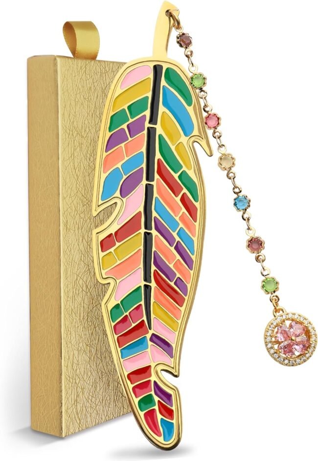 Metal Feather Bookmark Cute Multicolor Book Accessories Gifts for Women Teacher Readers Book Lovers for Christmas Birthday Mother's Day Valentine's Day (Gold)